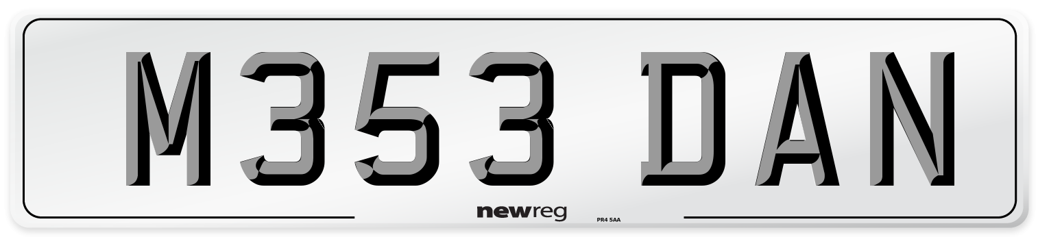M353 DAN Number Plate from New Reg